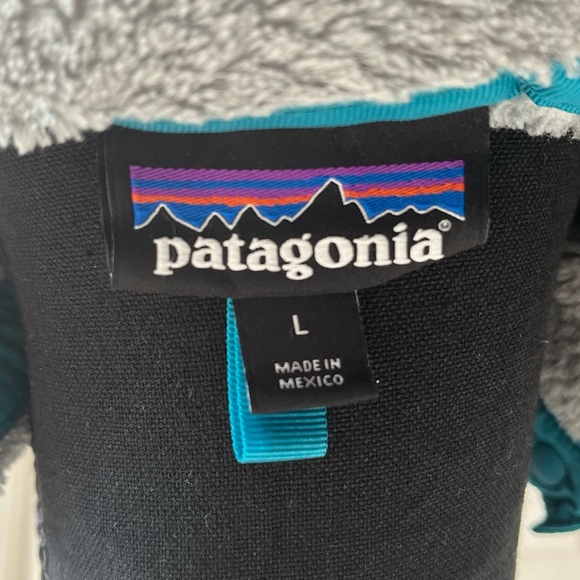 Excellent Condition •PATAGONIA• Fleece Pullover <<Gray & Teal>> Size L - Picture 2 of 3